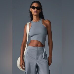 ALO YOGA | ✨NEW✨ Alosoft Ribbed Revelation Tank in Steel Grey